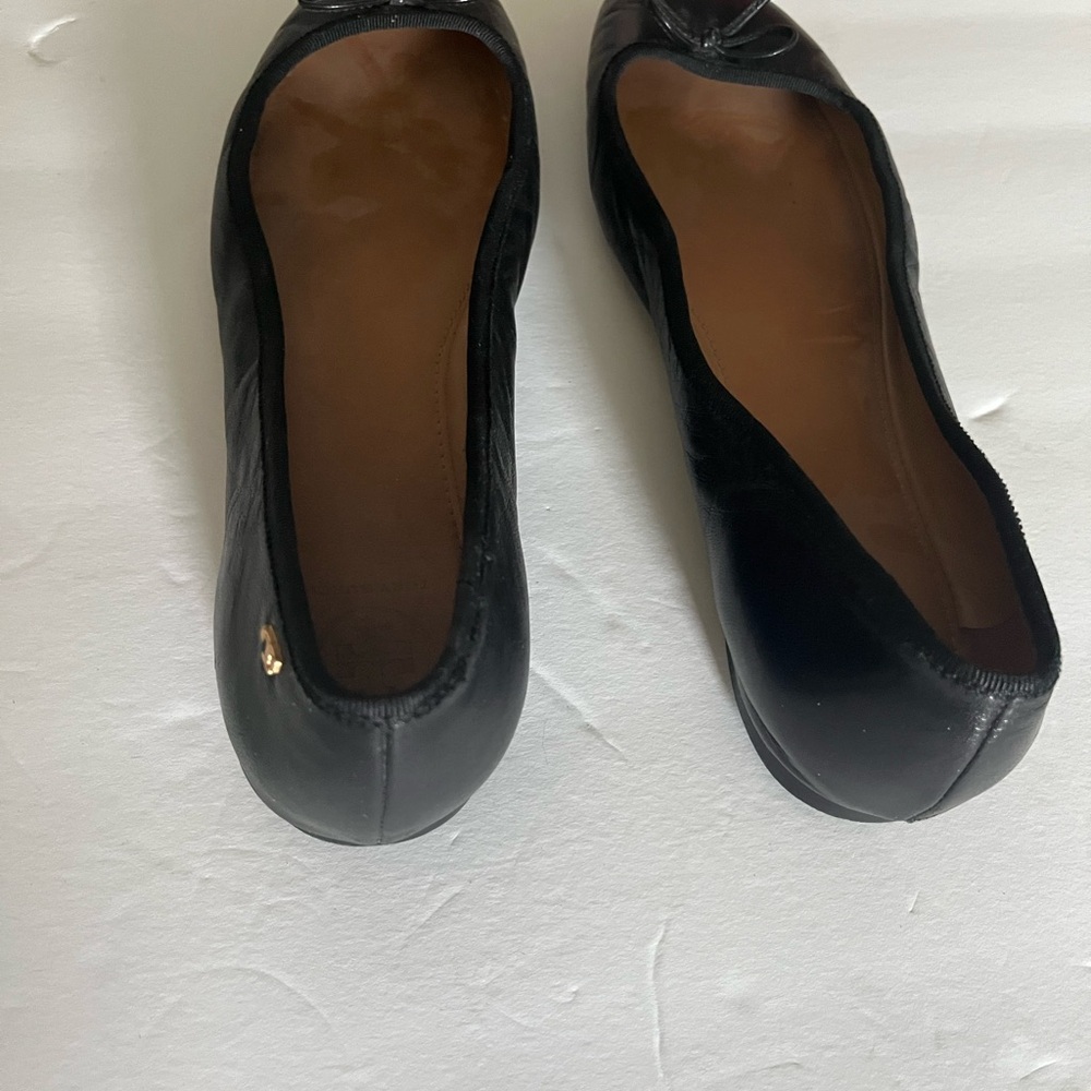 Tory Burch Black Ballet Flats with Gold Accent - Picture 2 of 9